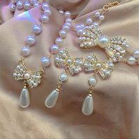 New Elegant Retro Bow Pearl Clavicle Chain Earring Light Luxury Jewelry main image 5