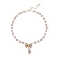 New Elegant Retro Bow Pearl Clavicle Chain Earring Light Luxury Jewelry main image 4