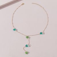 Fashion Simple Glass Butterfly Pendant Alloy Necklace main image 1