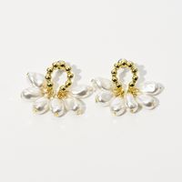 Vintage Special-shaped Pearl Copper 14k Gold-plated Earrings sku image 1