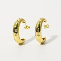 Fashion C-shaped Zircon Copper 14k Gold-plated Earrings sku image 3