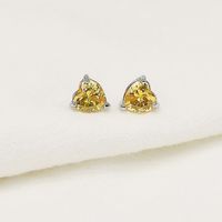 Hot European And American Heart Temperamental Color Zircon Stud Earrings Crystal Peach Heart Ins Simple Earrings Female Spot sku image 9