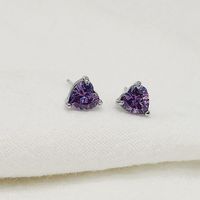 Hot European And American Heart Temperamental Color Zircon Stud Earrings Crystal Peach Heart Ins Simple Earrings Female Spot sku image 10