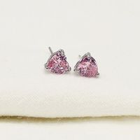 Hot European And American Heart Temperamental Color Zircon Stud Earrings Crystal Peach Heart Ins Simple Earrings Female Spot sku image 14