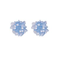 Fashion Transparent Klein Blue Camellia Pearl Earrings sku image 1