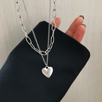 Hip Hop Double Layer Heart Small Pendant Necklace Clavicle Chain sku image 1