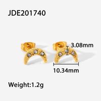 Fashion Vintage 18k Gold Stainless Steel Inlaid Zircon Natural Stone Earrings sku image 3