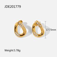 Fashion Vintage 18k Gold Stainless Steel Inlaid Zircon Natural Stone Earrings sku image 4
