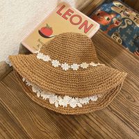 المرأة سترو قبعة الصيف الشمس واقية الشاطئ الدانتيل الزهور قبعة sku image 3