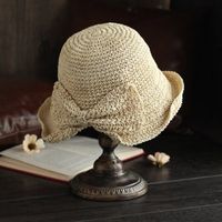 Sombrero De Pescador Para Mujer Sombrero De Paja De Ganchillo Sombrero De Verano De Ala Grande De Playa Sombrero De Protección Solar sku image 2