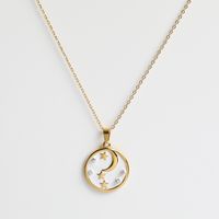 Fashion Moon Star With Drilling Oil Titanium Steel Necklace sku image 1