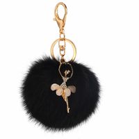 Fashion Alloy + Rabbit Fur Ball Keychain ( 4-han Powder ) Nhmm0101 sku image 2