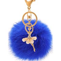 Fashion Alloy + Rabbit Fur Ball Keychain ( 4-han Powder ) Nhmm0101 sku image 3