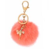 Fashion Alloy + Rabbit Fur Ball Keychain ( 4-han Powder ) Nhmm0101 sku image 4