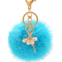 Fashion Alloy + Rabbit Fur Ball Keychain ( 4-han Powder ) Nhmm0101 sku image 7