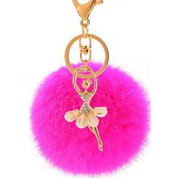 Fashion Alloy + Rabbit Fur Ball Keychain ( 4-han Powder ) Nhmm0101 sku image 15