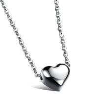 Glatte Herzförmige Mädchen Schlüsselbein Halskette Titan Stahl Beschichtet Roségold Liebe Anhänger Geschenk Großhandel sku image 1
