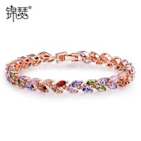 Korea Zircon Inlaid Precious Stones Bracelets  (colorful 17cm-11g02)  Nhtm0165-colorful 17cm-11g02 sku image 1