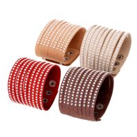 Leather Korea Geometric Bracelet  (red) Nhpk1870-red sku image 1