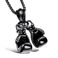 Européen Et Américain Double Gants De Boxe Titane Pendentif En Acier Collier Personnalité Hommes Gant De Boxe De Fitness Exercice Ornement sku image 1