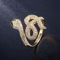 2018 Neuer Stil Europäischer Und Amerikanischer Kreativer Eingelegter Zirkon Goldener Serpentinen Ring Damenmode Persönlichkeit Beliebter Offener Ring sku image 1