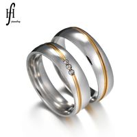 Fabrik Direkte Lieferung Der Koreanischen Version Von Titan Stahl Paar Ring Schrägstrich Gold Öl Mit Diamant Paar Ring Diamant Ring Spot Großhandel sku image 1