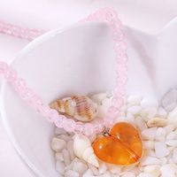 Europe And America Creative Personality Micro Glass Bead Resin Peach Heart Necklace sku image 4