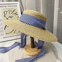 Pastoral Style Summer Big Brim Beach Hat Vacation Sun Hat Lace-up Wheat-straw Sunshade Hat sku image 1