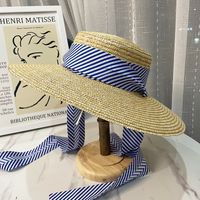 Pastorale Style D'été Grand Bord Chapeau De Plage Vacances Soleil Chapeau Dentelle-up Blé-paille Parasol Chapeau sku image 1