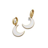 Europäische Und Amerikanische Neue Bekannte Kupfer Ohrringe Temperament Farbe Tropf Öl Stern Mond Ohrringe Kreative Legierung Doppel Ohrringe sku image 4