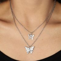Exquisite Double Gold And Silver Butterfly Necklace Nhnz155498 sku image 1