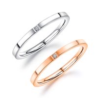 O Rose Gold Single Diamond Titanium Steel Ladies Ring Simple Fashion Accessories sku image 7