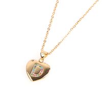 Micro Inlaid Zircon Love Peach Heart Necklace English Letter Pendant Clavicle Chain Wholesale sku image 3