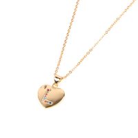 Micro Inlaid Zircon Love Peach Heart Necklace English Letter Pendant Clavicle Chain Wholesale sku image 11