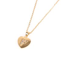 Micro Incrustaciones De Circón Love Peach Heart Necklace English Letter Colgante Clavicle Chain Wholesale sku image 5