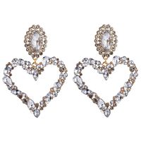 1 Pair Sweet Simple Style Heart Shape Hollow Out Inlay Alloy Rhinestones Drop Earrings sku image 6