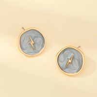 Jewelry Wholesale New Fashion Alloy Dripping Oil Love Moon Earrings Lightning Earrings sku image 12
