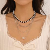 New Punk Style Simple  Metal Texture Multilayer Thick Chain Necklace sku image 8