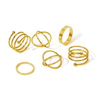 Simple Geometic Alloy Ring 7 Pieces Set sku image 7