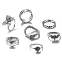 Creative Fashion Temperament Jewelry Simple Atmosphere Dark Retro Spades Love Ring 7-piece Set sku image 15