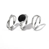 Creative Fashion Temperament Jewelry Simple Atmosphere Dark Retro Spades Love Ring 7-piece Set sku image 1