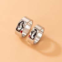 Personality Jewelry Cartoon Love Couple Ring Geometric Letter Ring Set sku image 12
