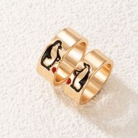 Personality Jewelry Cartoon Love Couple Ring Geometric Letter Ring Set sku image 24
