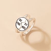 Personality Jewelry Cartoon Love Couple Ring Geometric Letter Ring Set sku image 9