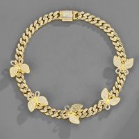 New Butterfly Accessories Cuban Chain 15mm Geometric Hip Hop Bracelet Anklet Necklace sku image 1