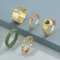 New Creative Simple Resin Alloy Women's Tail Ring Ring Color Ring Set sku image 2