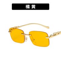 Cheetah Decoration Sunglasses  New Frameless Square Retro Leopard Metal Sunglasses sku image 6