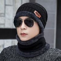 Korean Woolen Cap And Velvet Pullover Cap Outdoor Windproof Earmuffs Warm Knitted Hat Men sku image 1