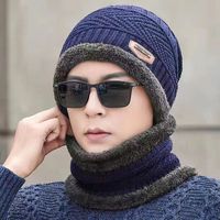 Korean Woolen Cap And Velvet Pullover Cap Outdoor Windproof Earmuffs Warm Knitted Hat Men sku image 2