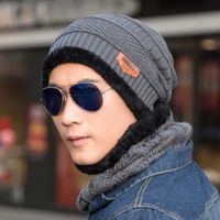 Korean Woolen Cap And Velvet Pullover Cap Outdoor Windproof Earmuffs Warm Knitted Hat Men sku image 5